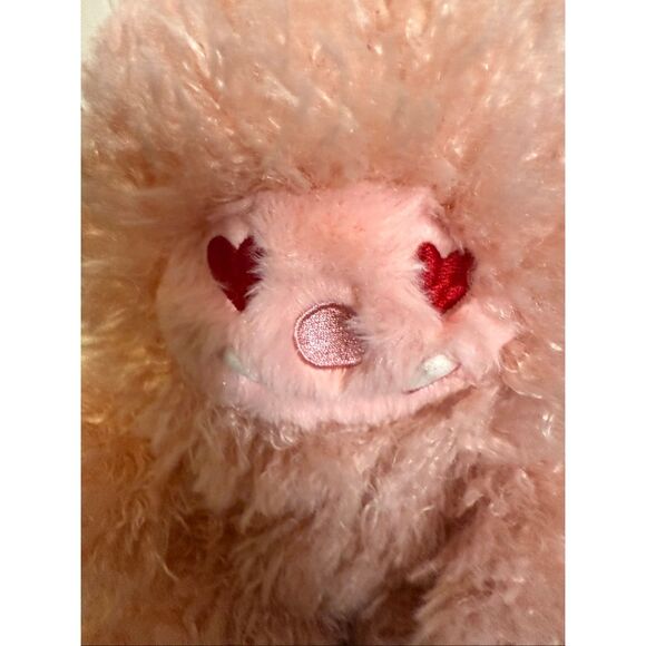 Happy Monster Kids Debi Lilly Heart Eyes Valentines Day Plush Stuffed Toy Pink - Picture 8 of 9